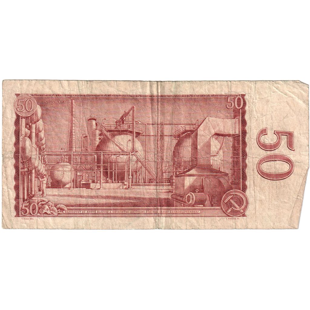 bancnota, 
  
  Cehoslovacia, 
  
  50 de coroane