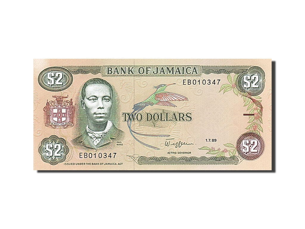 bancnota, 
  
  Jamaica, 
  
  2 dolari