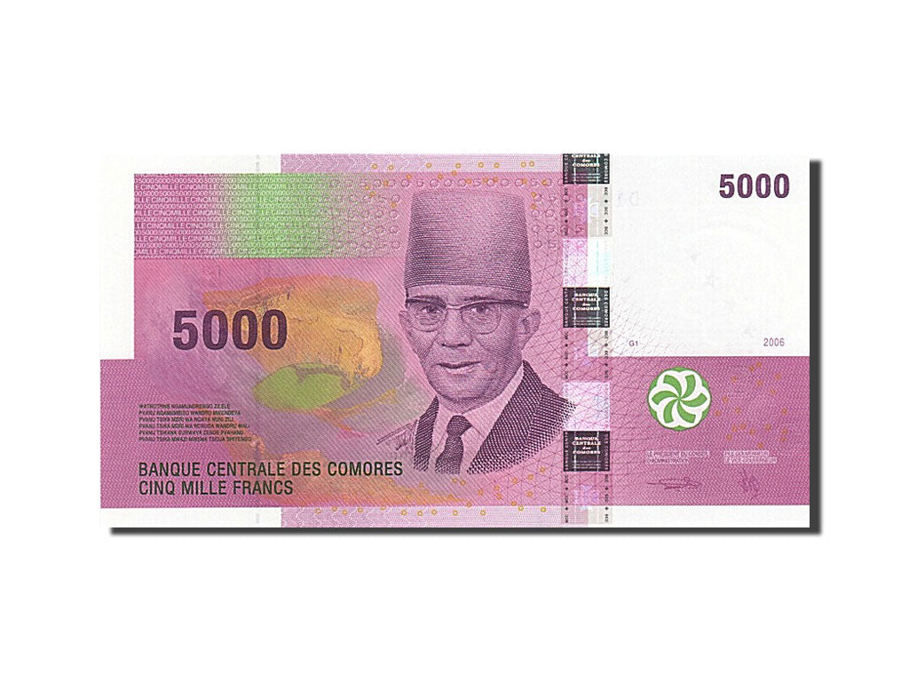 bancnota, 
  
  Comore, 
  
  5000 de franci