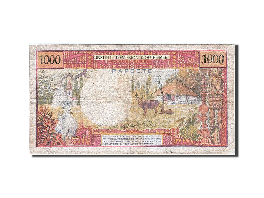 bancnota, 
  
  Tahiti, 
  
  1000 de franci