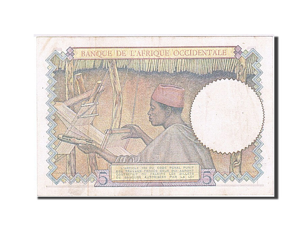 bancnota, 
  
  Africa de Vest franceză, 
  
  5 franci