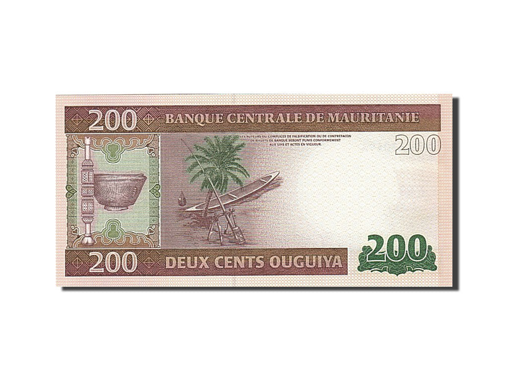 bancnota, 
  
  Mauritania, 
  
  200 Ouguiya