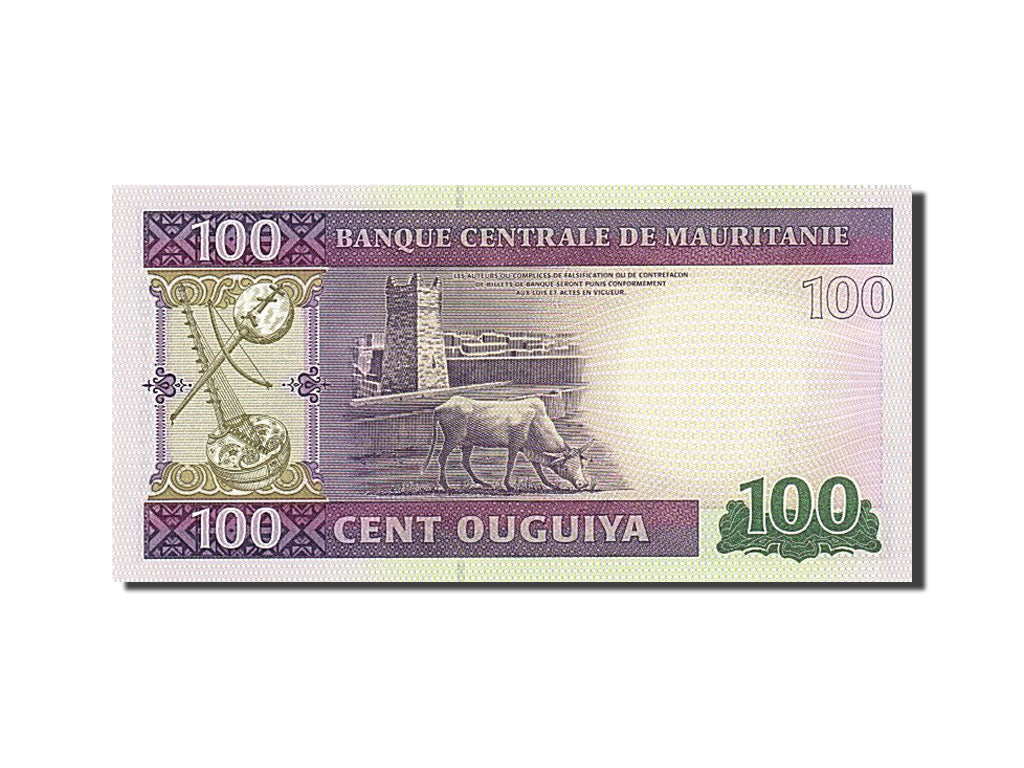 bancnota, 
  
  Mauritania, 
  
  100 Ouguiya