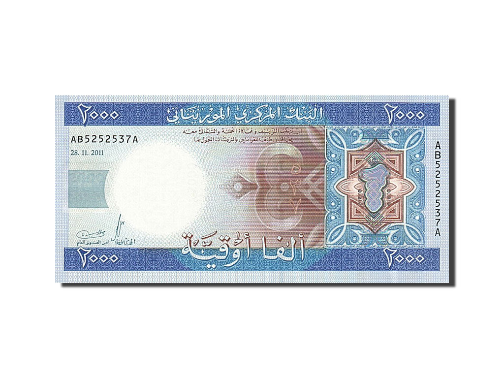 bancnota, 
  
  Mauritania, 
  
  2000 Ouguiya