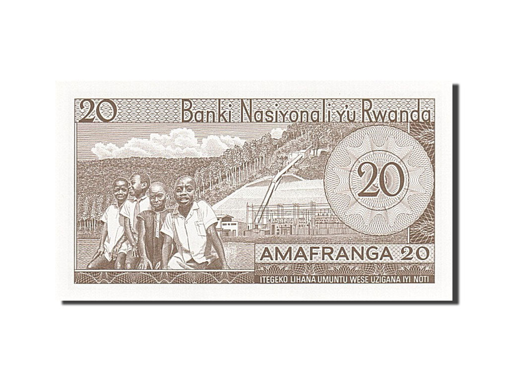 bancnota, 
  
  Rwanda, 
  
  20 de franci