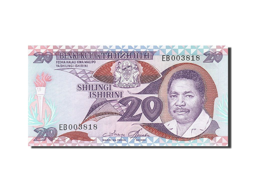 bancnota, 
  
  Tanzania, 
  
  20 Shilingi