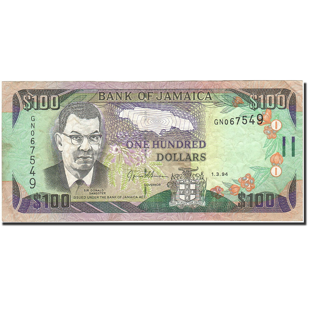 bancnota, 
  
  Jamaica, 
  
  100 de dolari