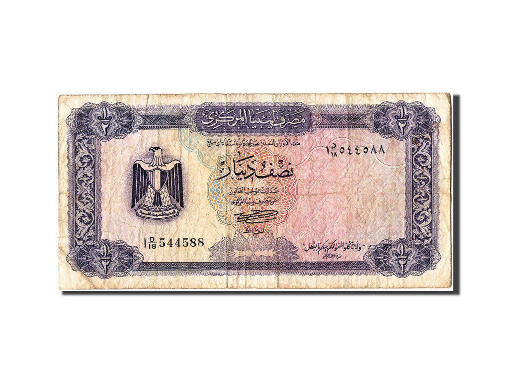 bancnota, 
  
  Libia, 
  
  1/2 dinar