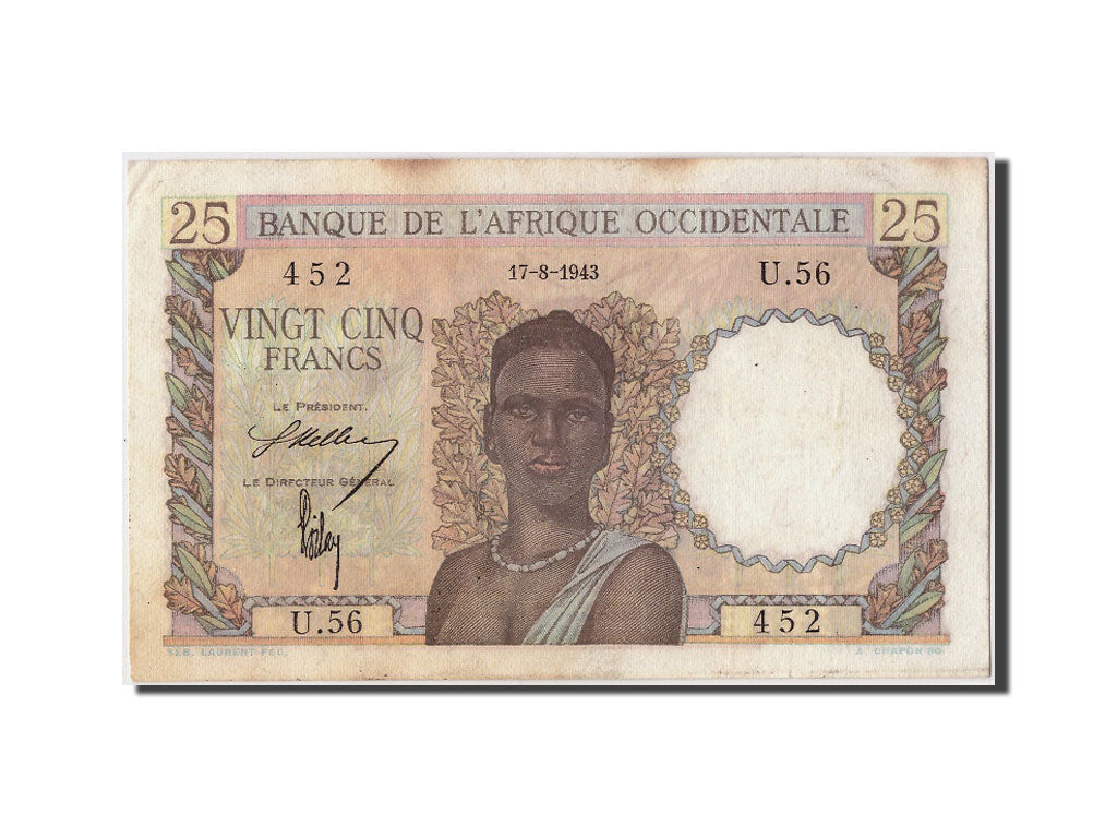 bancnota, 
  
  Africa de Vest franceză, 
  
  25 de franci