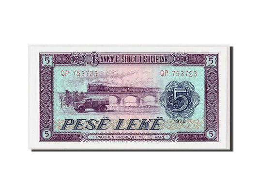 bancnota, 
  
  Albania, 
  
  5 Lekë