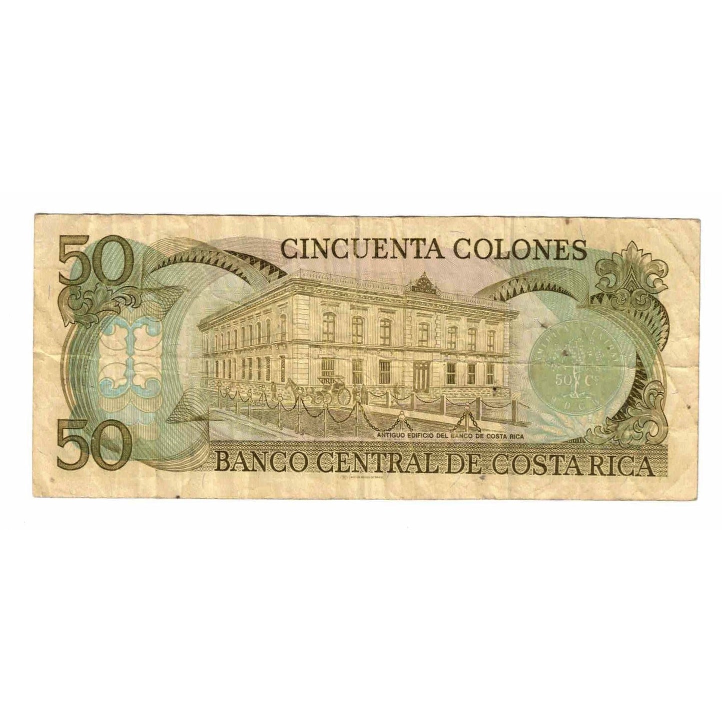 bancnota, 
  
  Costa Rica, 
  
  50 de Coloni