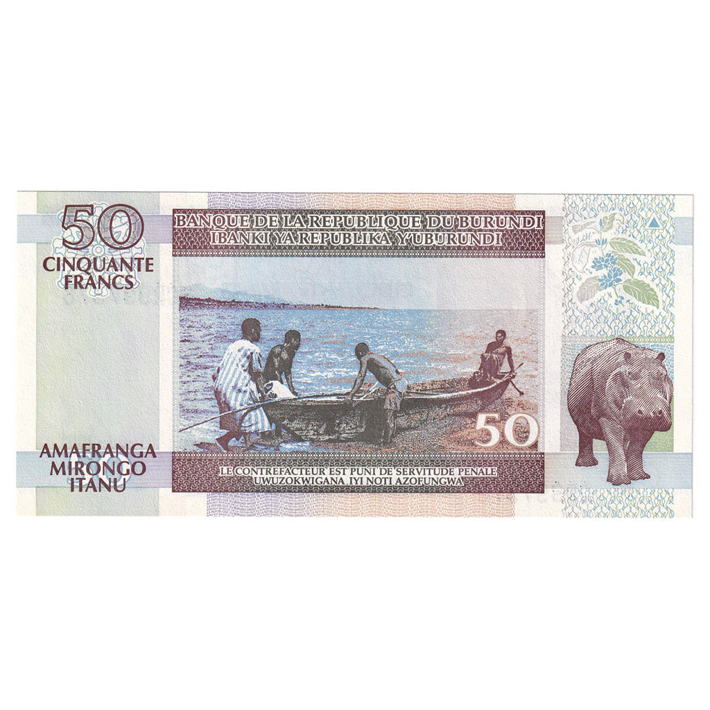 bancnota, 
  
  Burundi, 
  
  50 de franci