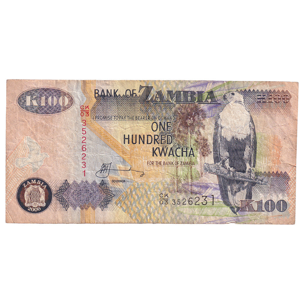 bancnota, 
  
  Zambia, 
  
  100 Kwacha