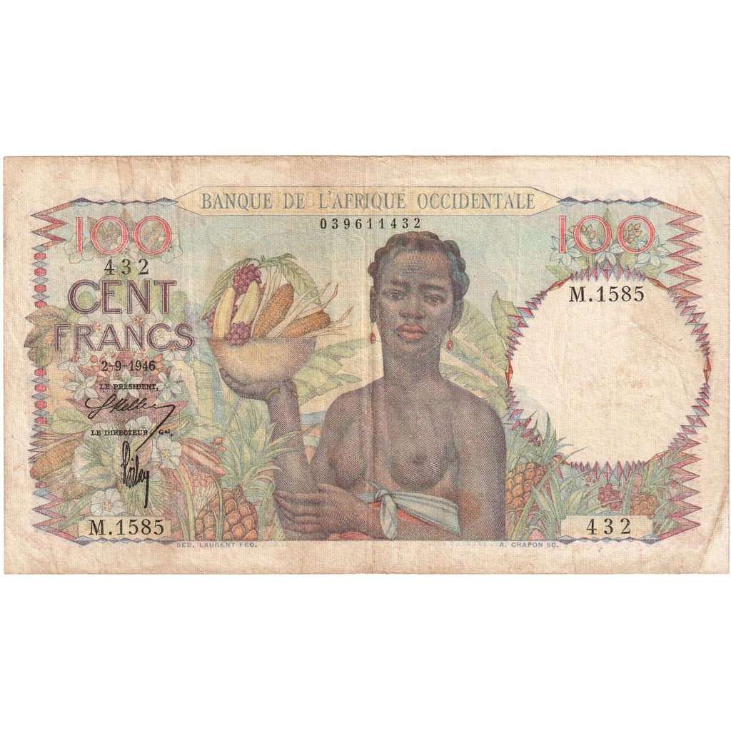 Africa de Vest franceză, 
  
  100 de franci, 
  
  1946