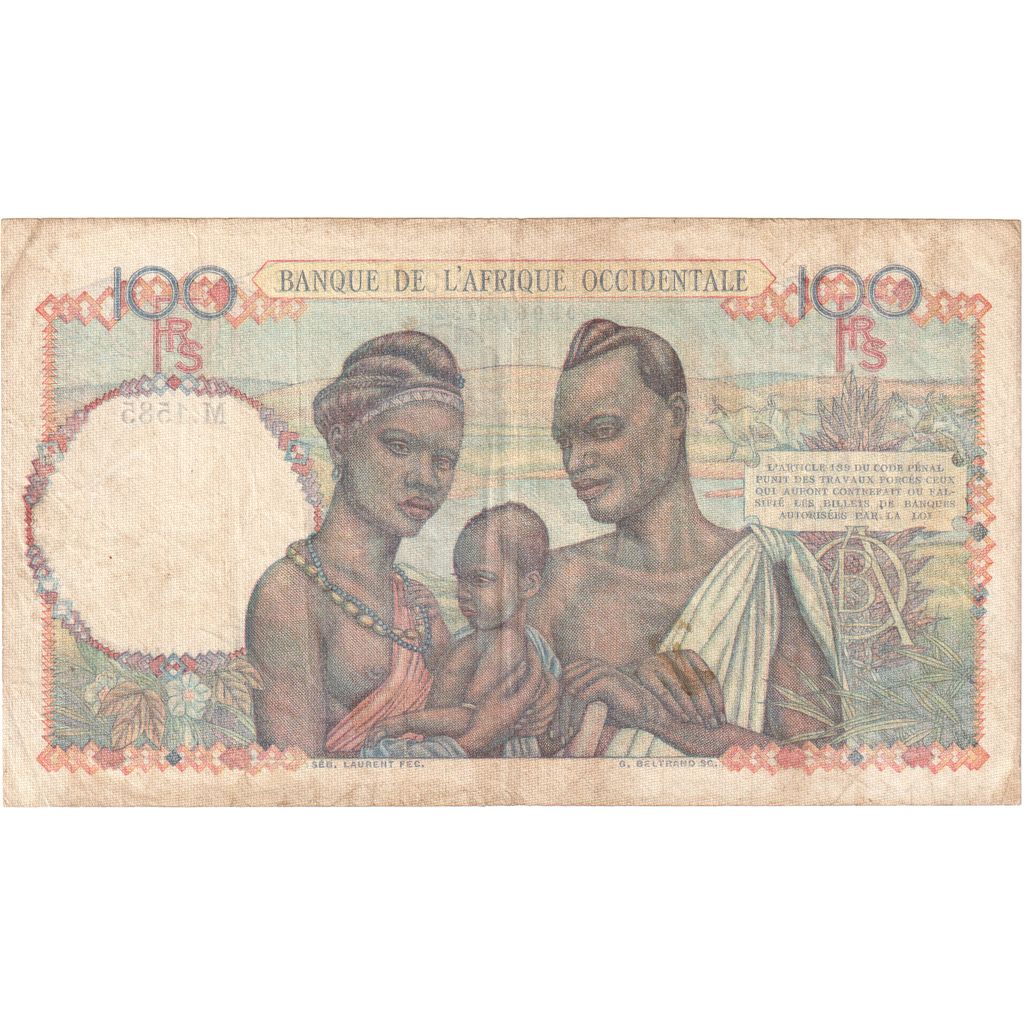 Africa de Vest franceză, 
  
  100 de franci, 
  
  1946