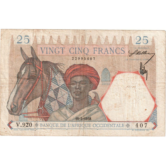 Africa de Vest franceză, 
  
  25 de franci, 
  
  1938