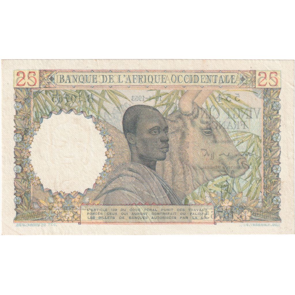 Africa de Vest franceză, 
  
  25 de franci, 
  
  1953