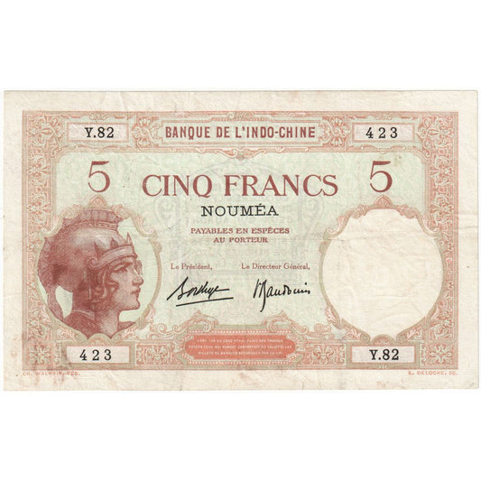 Noua Caledonie, 
  
  5 franci, 
  
  Nedatat (1926)