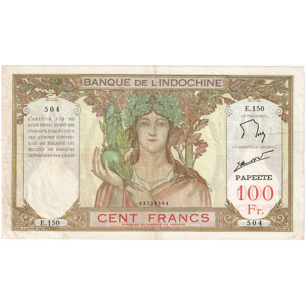 Tahiti, 
  
  100 de franci, 
  
  1959-1961