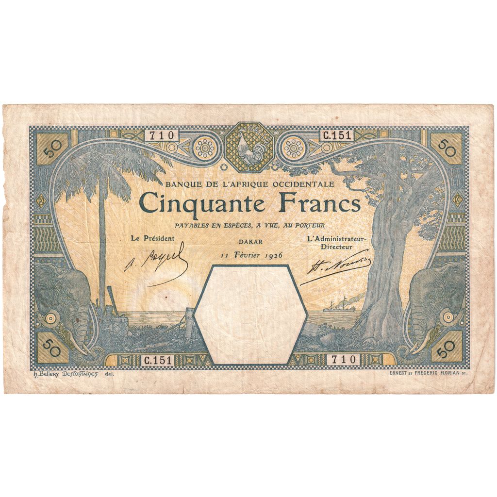 Africa de Vest franceză, 
  
  50 de franci, 
  
  1926-02-11