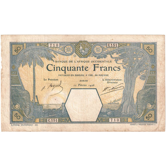 Africa de Vest franceză, 
  
  50 de franci, 
  
  1926-02-11