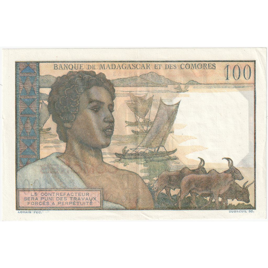 Comore, 
  
  100 de franci, 
  
  Nedatat (1963)