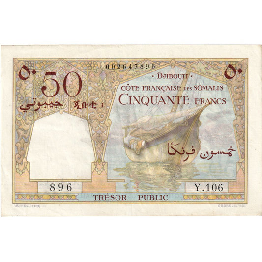 Somaliland francez, 
  
  50 de franci, 
  
  Nedatat (1952)