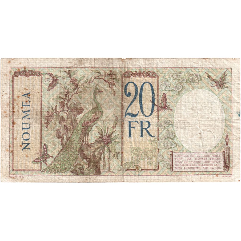 Noua Caledonie, 
  
  20 de franci, 
  
  Nedatat (1929)