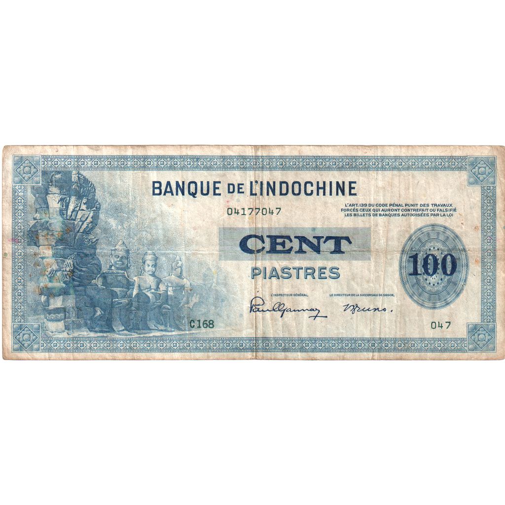 INDO-CHINA FRANCEZĂ, 
  
  100 Piastres, 
  
  nedatat (1945)