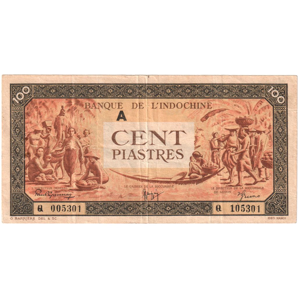 INDO-CHINA FRANCEZĂ, 
  
  100 Piastres, 
  
  Nedatat (1942-45)