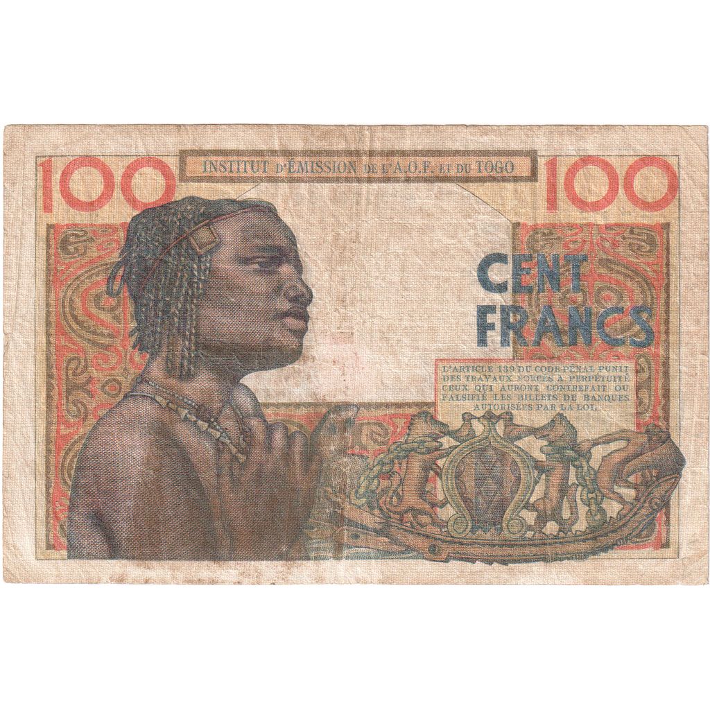 Africa de Vest franceză, 
  
  100 de franci, 
  
  1957