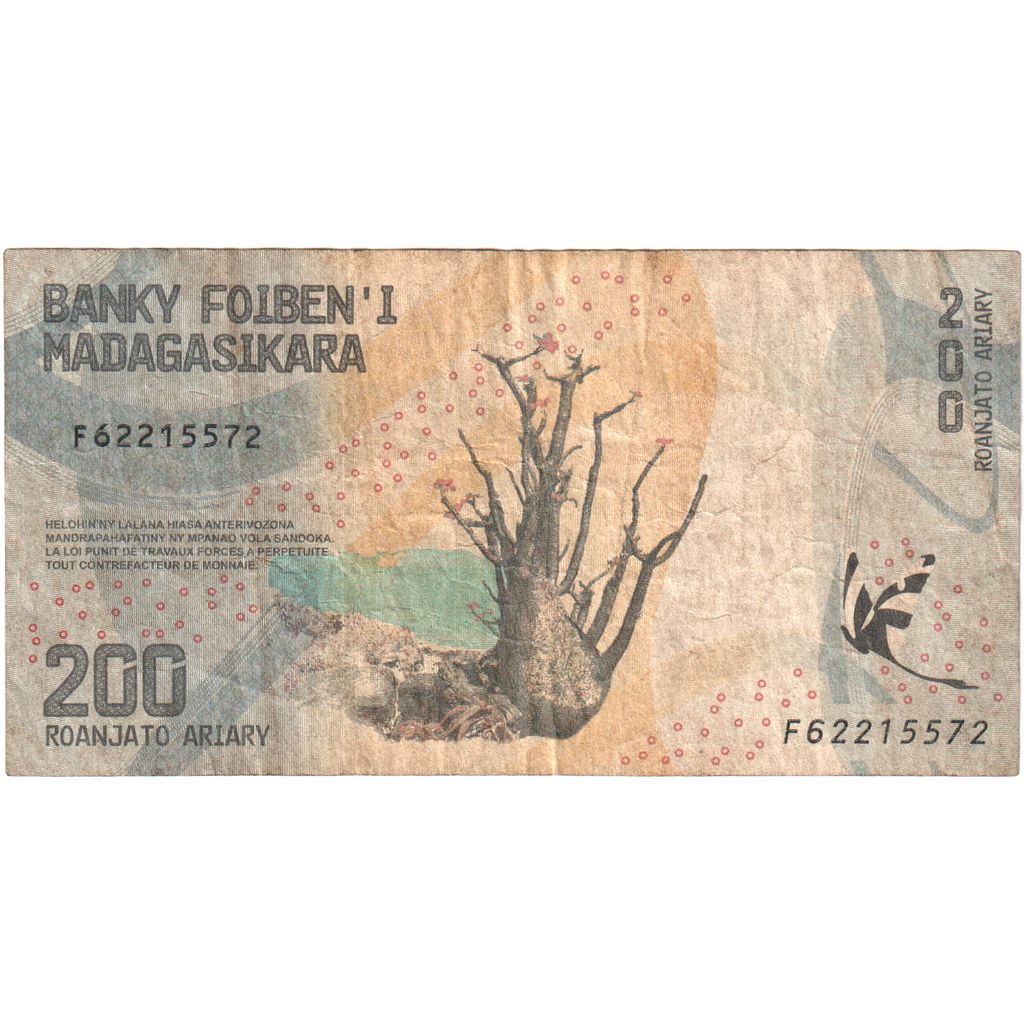 Madagascar, 
  
  200 Ariary, 
  
  EF(40-45)