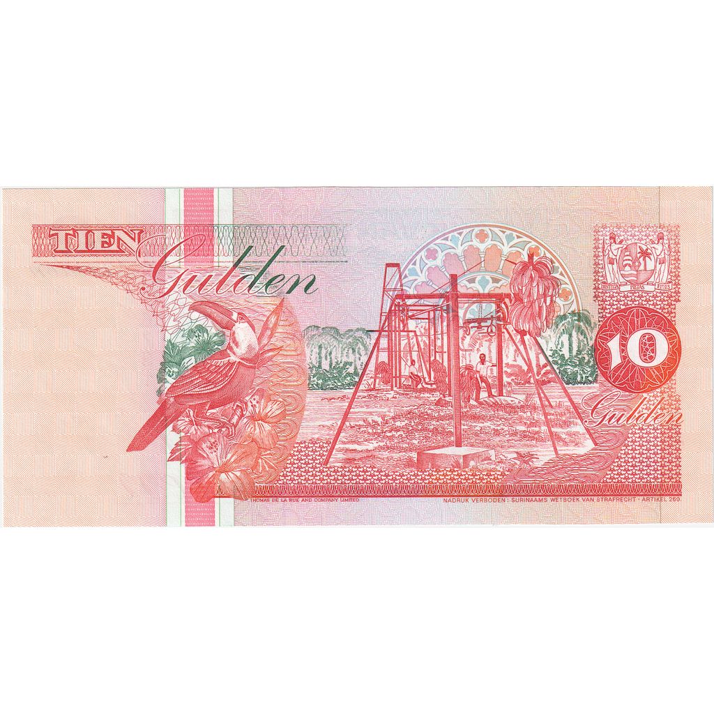 Surinam, 
  
  10 Gulden, 
  
  10-02-1998