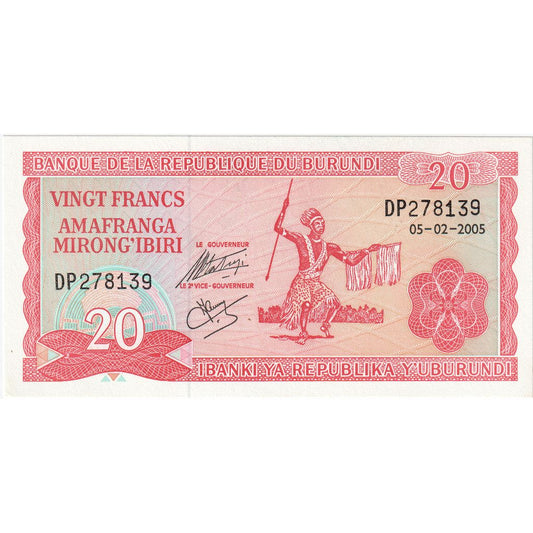 Burundi, 
  
  20 de franci, 
  
  2005-02-05