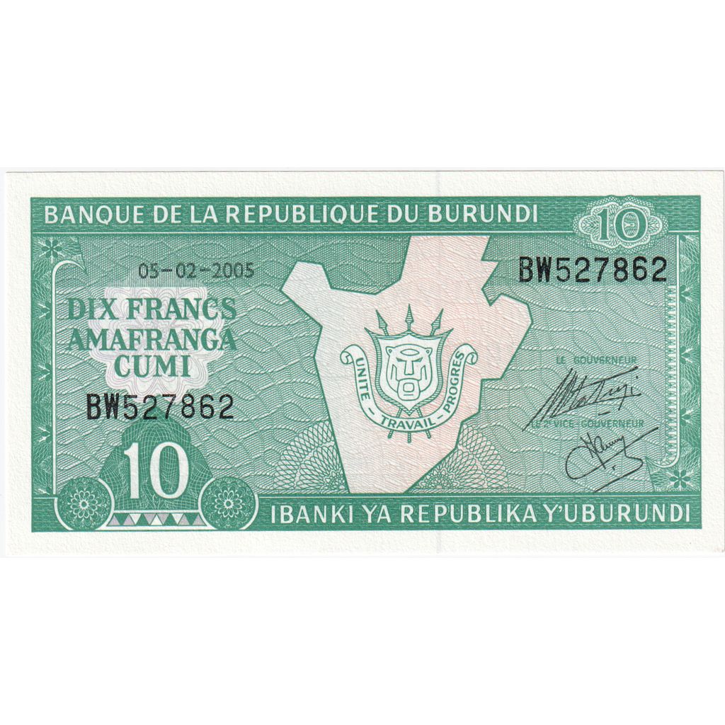 Burundi, 
  
  10 franci, 
  
  2005-02-05