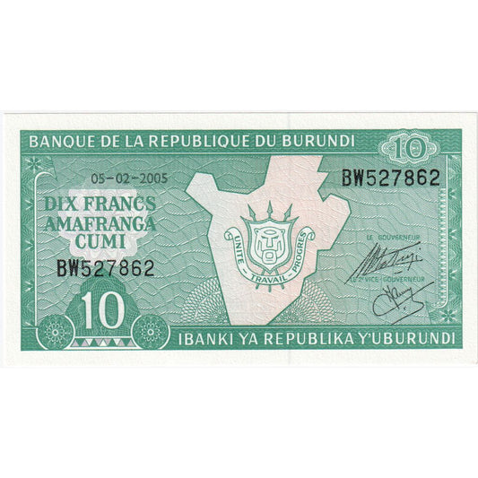 Burundi, 
  
  10 franci, 
  
  2005-02-05