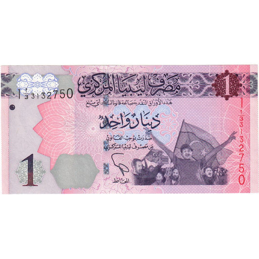 Libia, 
  
  1 dinar, 
  
  UNC(65-70)