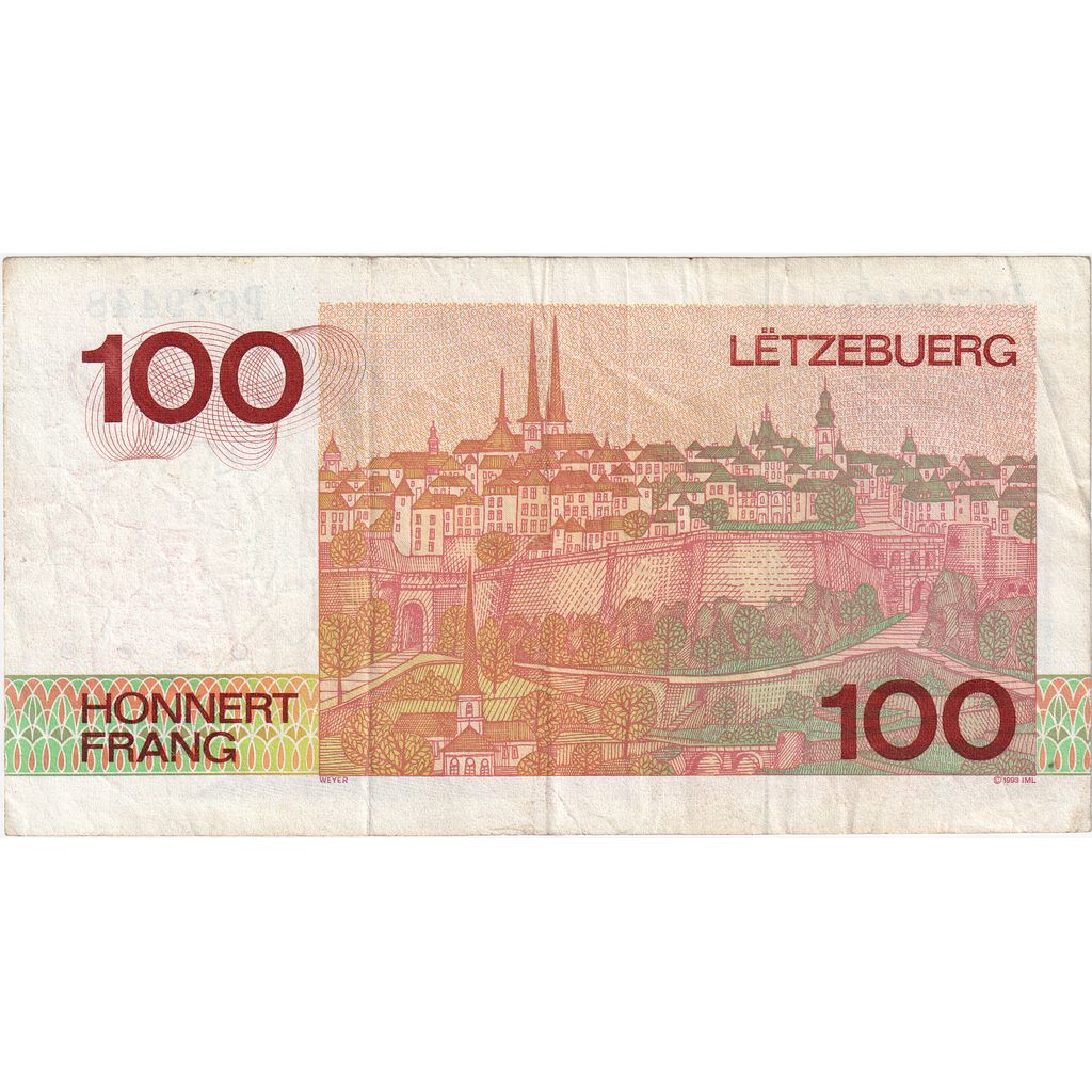 Luxemburg, 
  
  100 de franci, 
  
  VF(30-35)