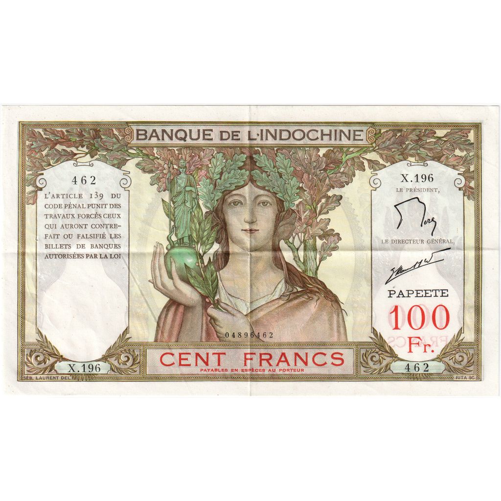 Tahiti, 
  
  100 de franci, 
  
  AU(55-58)