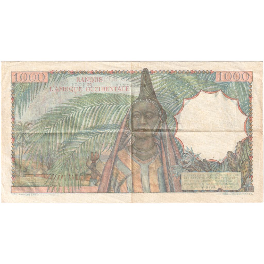 Africa de Vest franceză, 
  
  1000 de franci, 
  
  1951-10-02