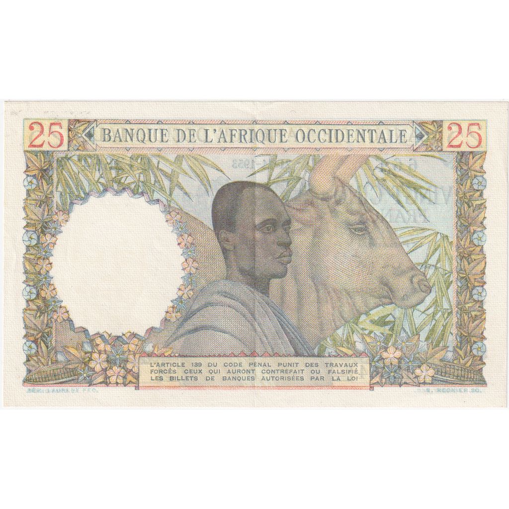 Africa de Vest franceză, 
  
  25 de franci, 
  
  1953-11-21