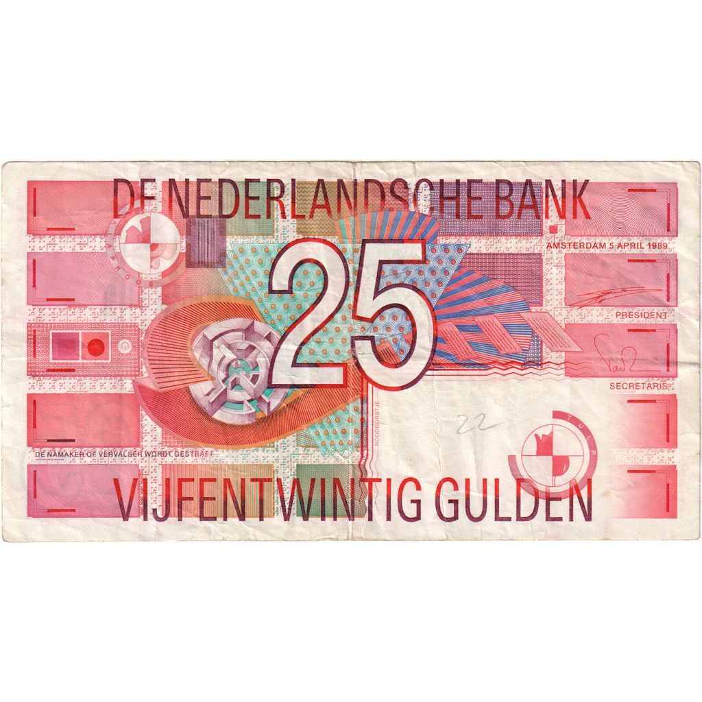 Olanda, 
  
  25 Gulden, 
  
  1989-04-05