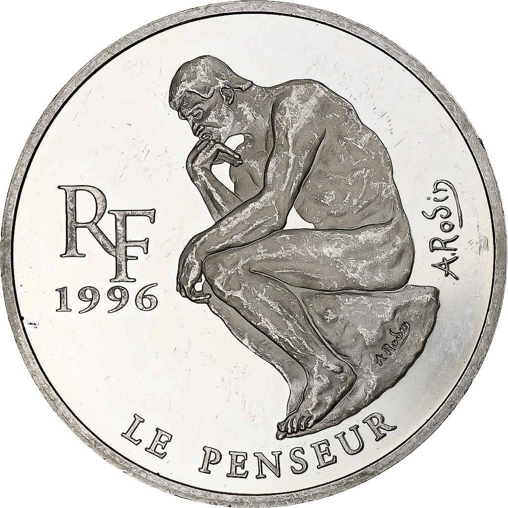 Franţa, 
  
  10 franci / 1 1/2 euro, 
  
  le penseur de Rodin