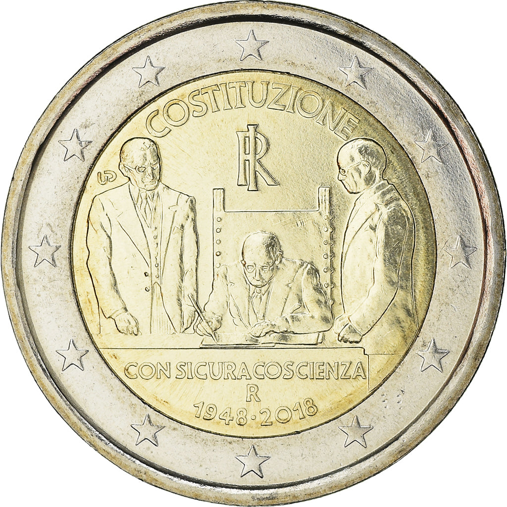 Italia, 
  
  2 euro, 
  
  70e anniversaire de la constitution italienne