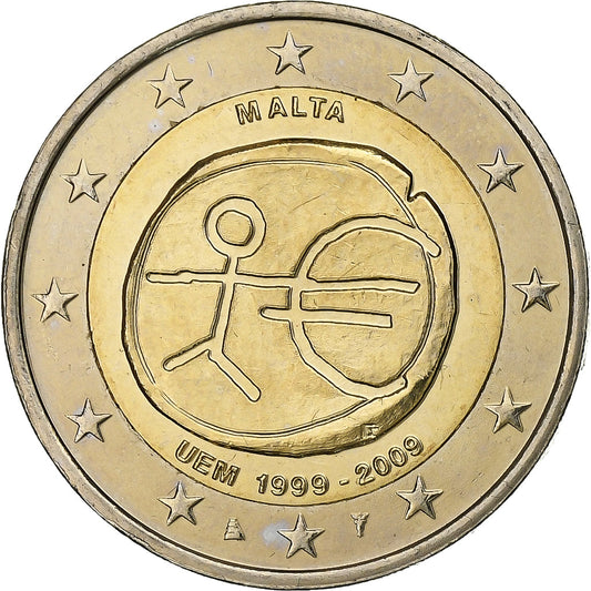 Malta, 
  
  2 euro, 
  
  Uniunea Monetară Europeană