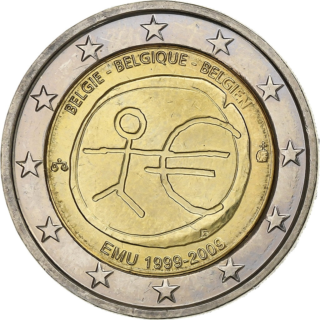 Belgia, 
  
  2 euro, 
  
  Uniunea Monetară Europeană