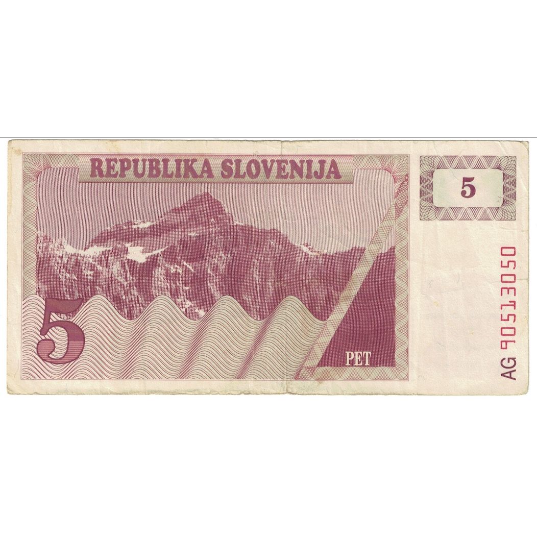 bancnota, 
  
  Slovenia, 
  
  5 (Tolarjev)