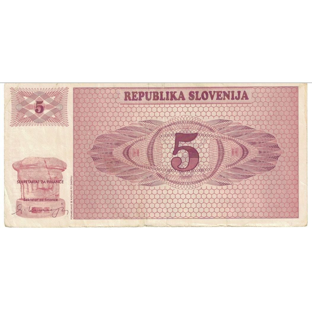 bancnota, 
  
  Slovenia, 
  
  5 (Tolarjev)