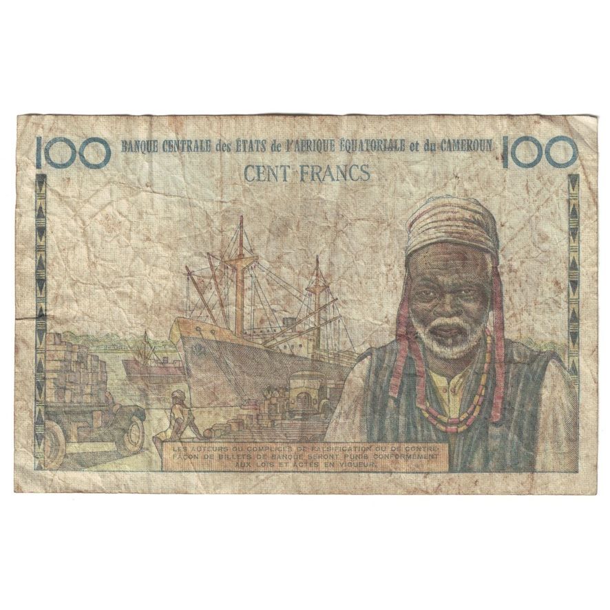 bancnota, 
  
  STATELE AFRICANE ECUATORIALE, 
  
  100 de franci