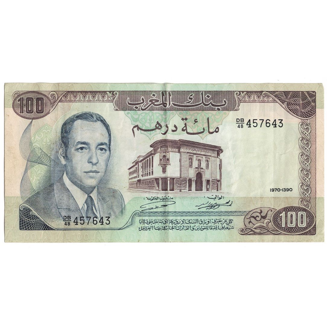 bancnota, 
  
  Maroc, 
  
  100 de dirhami